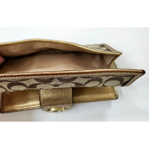 COACH 43609 Turnlock Signature Jacquard Bi-fold Wallet/ with Checkbook Wallet - Picture 8 of 11